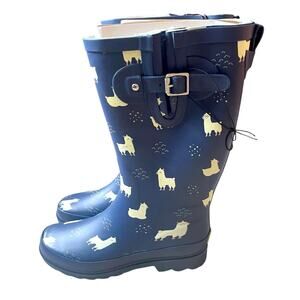 Western Chief No Problama Llama Blue Rain Boots NWT Size 6
